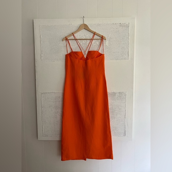 Massimo Dutti Bright Orange Strappy Linen Dress, NWT - Picture 13 of 15